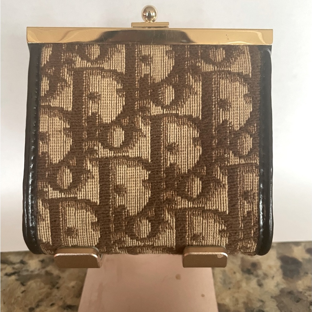 Christian Dior Trotter Coin Case Purse Canvas Leather Vintage